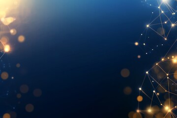 Leinwandbilder - Deep blue background showcases shimmering golden particles in an elegant pattern, perfect for creating seasonal banners or greeting cards with space for text