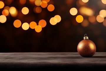 Fototapete - One detailed gold Christmas ornament rests on soft velvet, reflecting light softly. This composition captures the essence of holiday elegance and warmth
