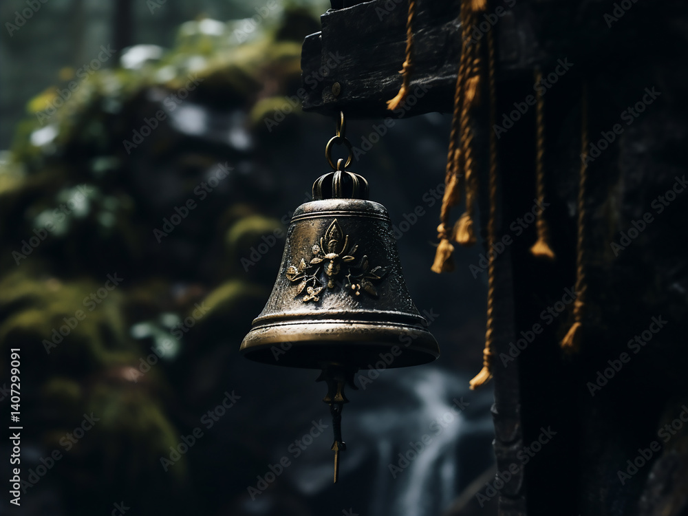 Soft bell calling through quiet air sound traveling far bringing deep ...