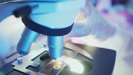 Wall Mural - precise scientific research highlighting meticulously handled microscope lenses illuminating vibrant