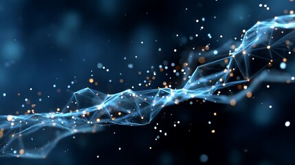 Abstract blue network with glowing particles