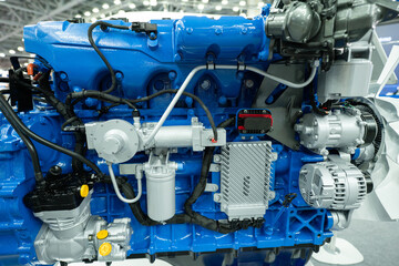 Poster - Disassembled engine at a truck repair service
