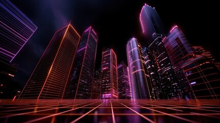 Wall Mural - Neon Cyberpunk Cityscape at Night