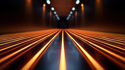 Canvas Print - Neon tunnel corridor, futuristic, glowing lines, dark background