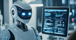 © Prostock-studio - A sleek robot stands quietly beside a computer screen displaying data, symbolizing the collaboration between technology and humanity. This moment encapsulates the future of artificial intelligence.