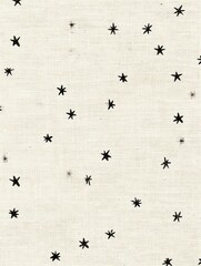 Poster - Tiny stars create a dreamy atmosphere over a creamy linen texture in a Lapki-style pattern background perfect for diverse decorative uses