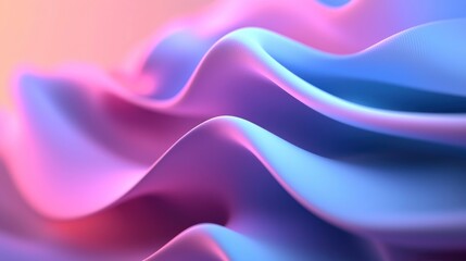 Wall Mural - Abstract 3D Rendered Fluid Wavy Fabric Design, Pastel Colors, Soft Lighting. Use Background, Wallpaper