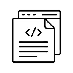 Coding document icon vector illustration for website development and software engineering project