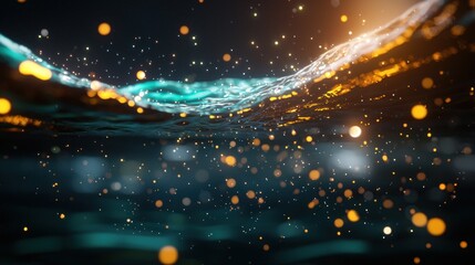 Wall Mural - Underwater Golden Sparkling Wave
