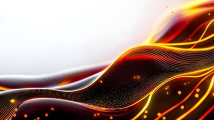 Wall Mural - dynamic abstract waves of red and orange flowing light with smooth textures and energy