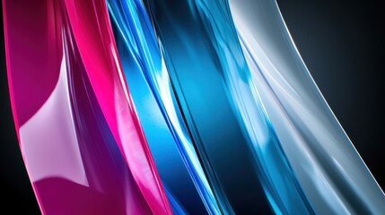 Wall Mural - Abstract dynamic ribbons in vibrant colors against a dark background