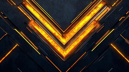 Fototapete - Intricate modern texture featuring sharp geometrical lines and vibrant orange light against a dark background : Generative AI
