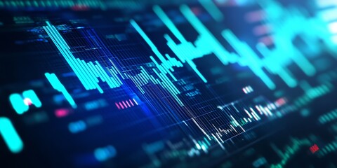 Fototapete - Digital Financial Market Data Visualization with Dynamic Graphs and Trading Indicators : Generative AI