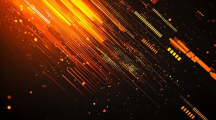 Fototapete - Energetic abstract visual with streaks of orange and glowing dots evoking movement and innovation : Generative AI