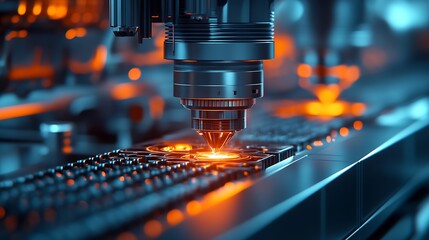 Aufkleber - High-Tech Laser Equipment Engaged in Precision Cutting of Materials : Generative AI