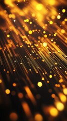 Poster - Dynamic golden light streaks and shimmering bubbles creating an abstract art effect : Generative AI
