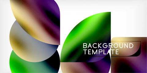 Fototapete - Abstract fluid shapes, vibrant colors blend smoothly. Gradient design creates modern background template. Purple, green, gold hues dominate composition. Minimalist aesthetic.