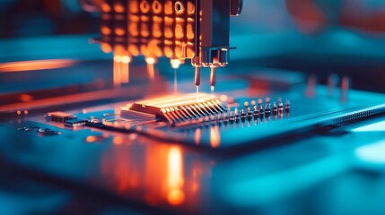 Aufkleber - Close up of automated circuit fabrication machine showing intricate processes and advanced features : Generative AI