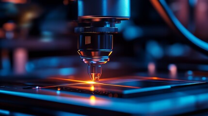 Leinwandbilder - High Precision Laser Cutter in Action with Bright Light and Clear Motion Blur : Generative AI