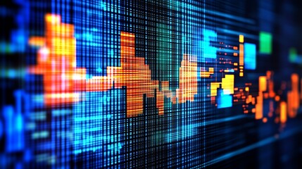Fototapete - Dynamic representation of colorful financial data illustrating trends and stock movements for professional technology use : Generative AI