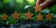 © Margarita - Hand Placing Wooden Stars for Rating Excellence in Business Services Customer Satisfaction and Quality Performance