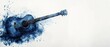 © M.Gierczyk - Watercolor blue acoustic guitar on clean white background with paint splatter