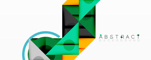 Leinwandbilder - Modern abstract design features overlapping geometric shapes, vibrant colors, dynamic composition. Clean lines, gradients create visually interesting background.