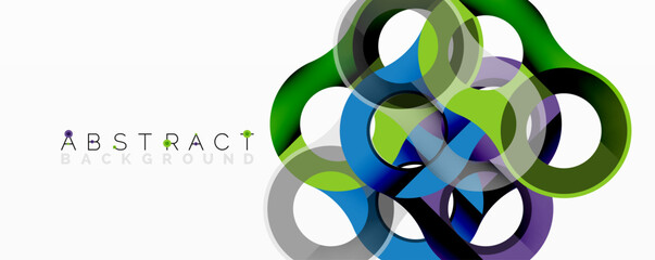 Leinwandbilder - Colorful overlapping circles create dynamic abstract design. Green, blue, purple hues blend, forming modern visual element. Smooth gradients enhance depth, texture.