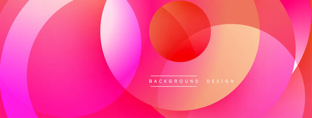 Leinwandbilder - Abstract circles overlap, creating vibrant gradients. Pink, orange, red hues blend seamlessly. Modern design evokes warmth, energy, visual appeal. Simple yet striking composition.