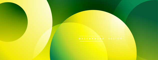 Leinwandbilder - Abstract composition featuring overlapping circles, gradients from dark green to bright yellow. Modern design evokes fluidity, depth, visual harmony. Minimalist aesthetic suitable for backgrounds.