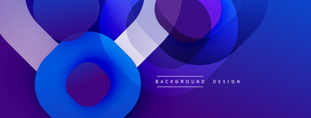 Leinwandbilder - Abstract composition featuring overlapping circles, gradients. Shades range from deep blues to vibrant purples. Modern design evokes depth, movement. Minimalist aesthetic suitable for backgrounds.
