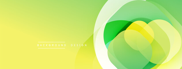 Leinwandbilder - Abstract background features overlapping translucent circles. Gradient transitions from pale yellow to vibrant green create dynamic visual effect. Modern design element.