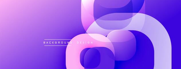Leinwandbilder - Abstract background features overlapping rounded shapes. Gradient transitions from purple to pink create modern, fluid visual effect. Minimalist design suitable for digital projects.
