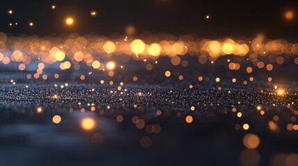 Wall Mural - Golden Particles Abstract Background; Night Sky Effect