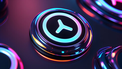 glowing teal arrow button futuristic interface element
