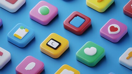 Colorful app icons representing modern mobile applications and social media