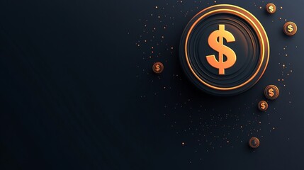 Poster - Golden dollar sign representing wealth, prosperity, and financial success on dark background