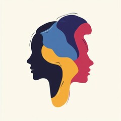 Aufkleber - Male and female profiles creating colorful abstract shapes