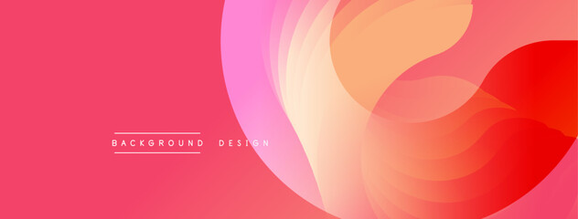 Leinwandbilder - Abstract background features flowing shapes, gradients from pink to orange, red hues. Minimalist design with text background design present. Modern, vibrant composition.