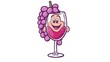 © Digital Arts - Vector cartoon illustration of an happy smiling funny grape wine with red high tipsy eyes in white background