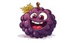 © Digital Arts - Vector cartoon illustration of an happy smiling funny grape wine with red high tipsy eyes in white background