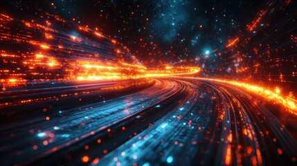 Aufkleber - a high speed space featuring accelerated motion blur of light rays in a dynamic abstract design symbolizing technological advancement and futuristic science with a modern minimalistic