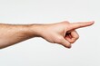 © Maryna - To The Point. Focus on Man's Hand Gesticulating and Index Finger Pointing in Direction with Studio Shot Isolated on White Background