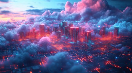 Poster - a sleek 3d rendered diagram of cloud containers and serverless functions demonstrating efficient cost utilization through real time scaling and adaptive pricing
