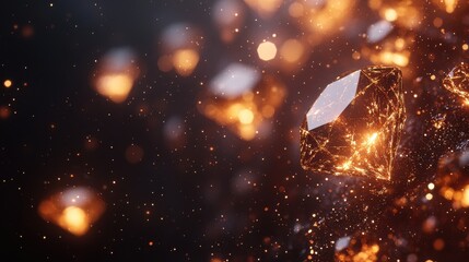 Aufkleber - a stylish brown background with sparkling gold diamonds leaving space for your message perfect for creating a luxurious and exclusive brand image low poly wireframe,stock image
