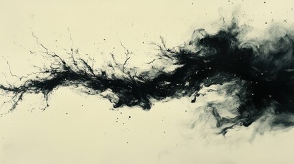 Aufkleber - abstract black ink wash painting on beige background,stock photo