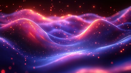 Aufkleber - abstract blue and purple light wavy shapes futuristic banner glowing retro waves background