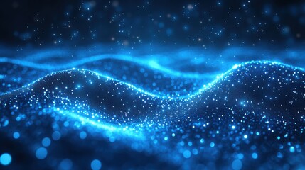 Poster - abstract connected dots on bright blue background technology ,stock image