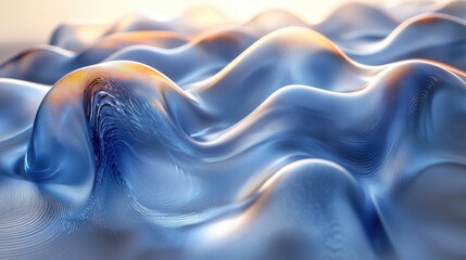Fototapete - abstract glass wavy shapes 3d render,stock image