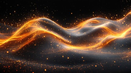 Aufkleber - abstract glowing golden waves flowing on black background for wallpaper poster and banner design,stock image
